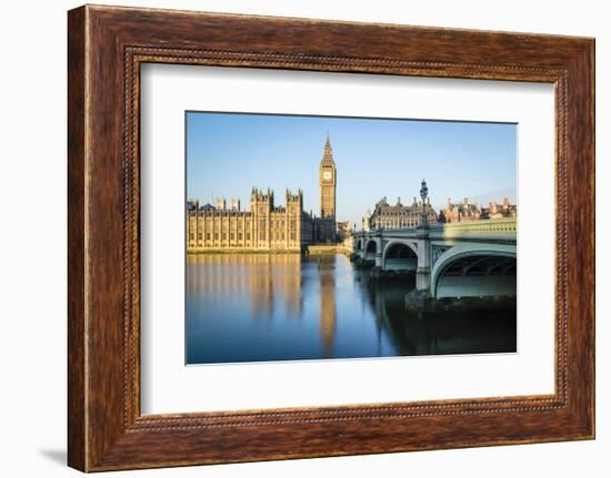 Big Ben, the Palace of Westminster, UNESCO World Heritage Site, and Westminster Bridge, London, Eng-Fraser Hall-Framed Photographic Print