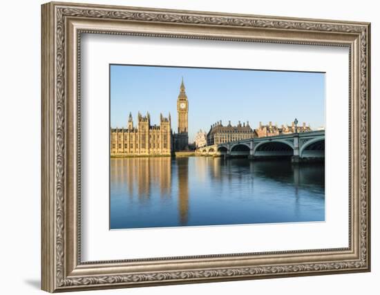 Big Ben, the Palace of Westminster, UNESCO World Heritage Site, and Westminster Bridge, London, Eng-Fraser Hall-Framed Photographic Print