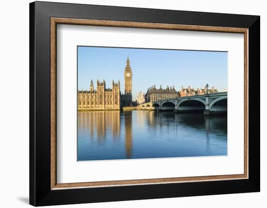 Big Ben, the Palace of Westminster, UNESCO World Heritage Site, and Westminster Bridge, London, Eng-Fraser Hall-Framed Photographic Print