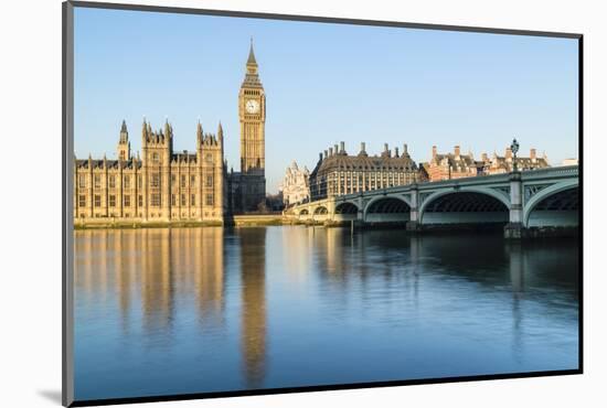 Big Ben, the Palace of Westminster, UNESCO World Heritage Site, and Westminster Bridge, London, Eng-Fraser Hall-Mounted Photographic Print