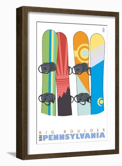 Big Boulder, Pennsylvania, Snowboards in the Snow-Lantern Press-Framed Art Print