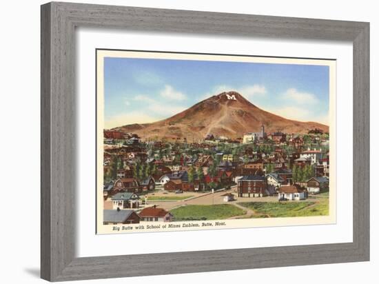 Big Butte with M, Butte, Montana-null-Framed Art Print