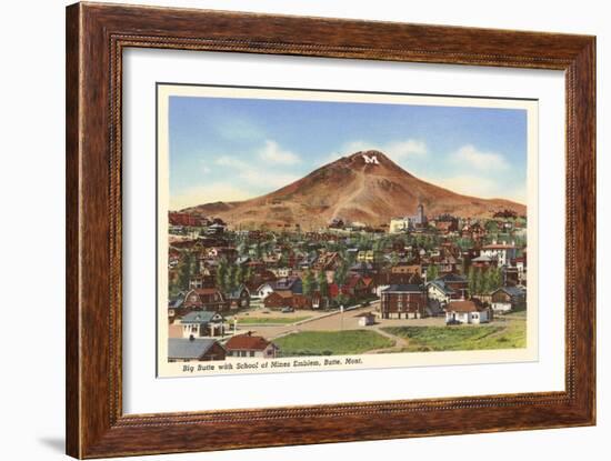 Big Butte with M, Butte, Montana-null-Framed Art Print