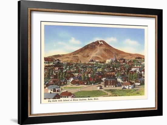 Big Butte with M, Butte, Montana-null-Framed Art Print