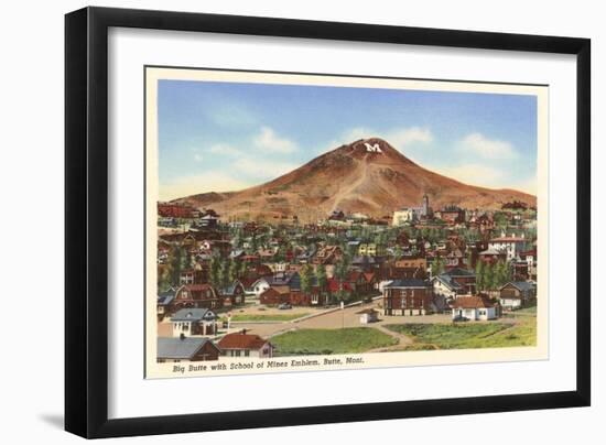 Big Butte with M, Butte, Montana-null-Framed Art Print