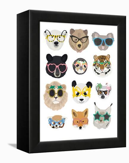 Big Cats In Fancy Glasses-Hanna Melin-Framed Stretched Canvas