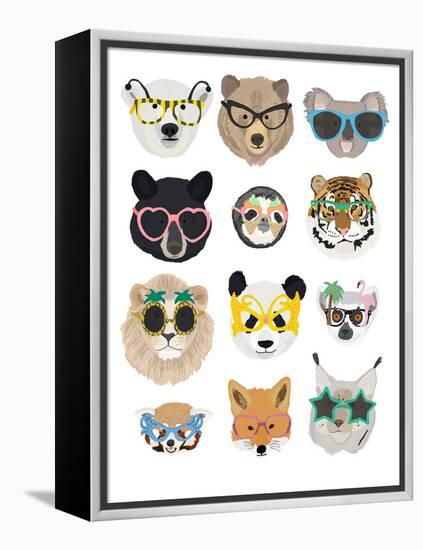 Big Cats In Fancy Glasses-Hanna Melin-Framed Stretched Canvas