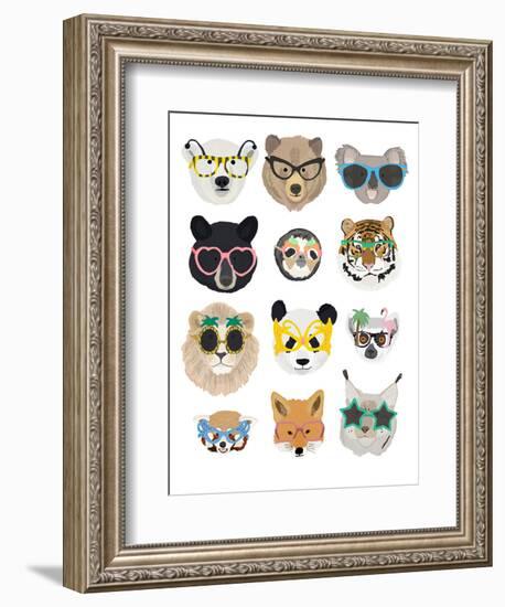 Big Cats In Fancy Glasses-Hanna Melin-Framed Art Print