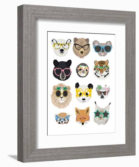 Big Cats In Fancy Glasses-Hanna Melin-Framed Art Print