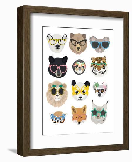 Big Cats In Fancy Glasses-Hanna Melin-Framed Art Print