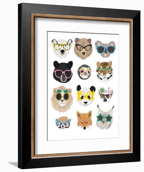 Big Cats In Fancy Glasses-Hanna Melin-Framed Art Print