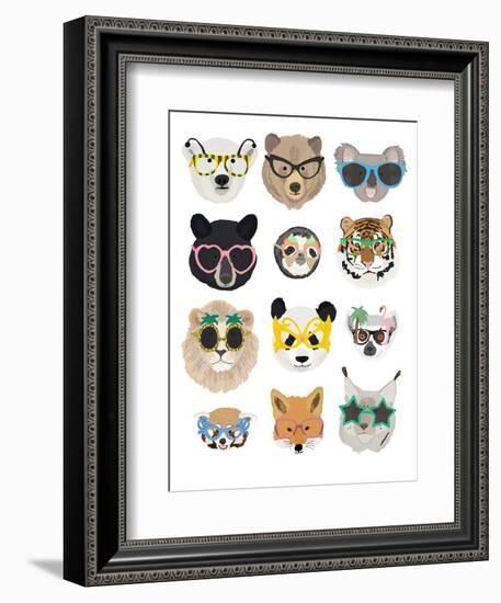 Big Cats In Fancy Glasses-Hanna Melin-Framed Art Print