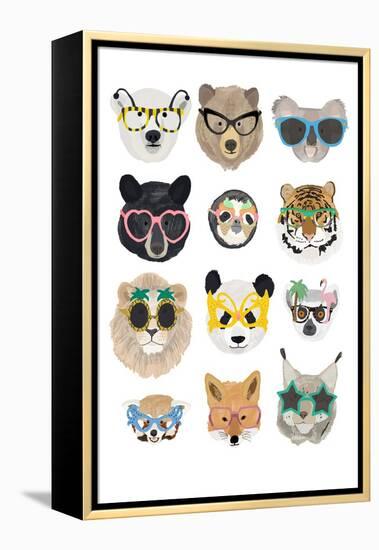 Big Cats in Glasses Print-Hanna Melin-Framed Premier Image Canvas