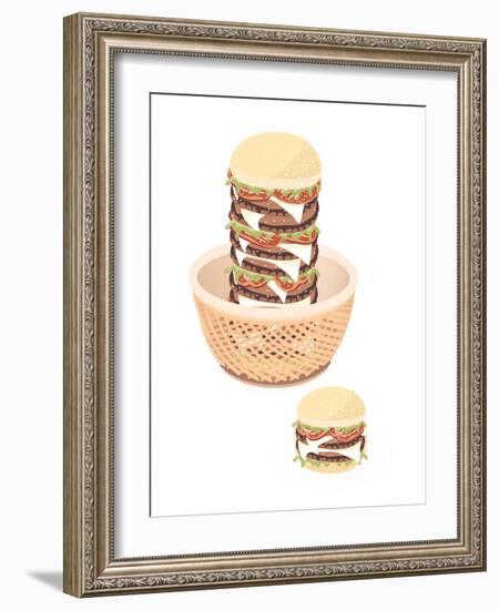 Big Cheese Burger in A Brown Basket-Iamnee-Framed Art Print