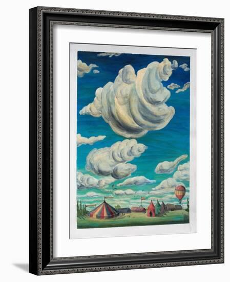 Big Clouds over Circus Tents, 1992 (Oil on Paper)-Carolyn Hubbard-Ford-Framed Giclee Print