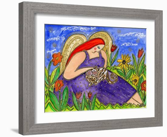 Big Diva Angel Comforting Kitty Cat-Wyanne-Framed Giclee Print