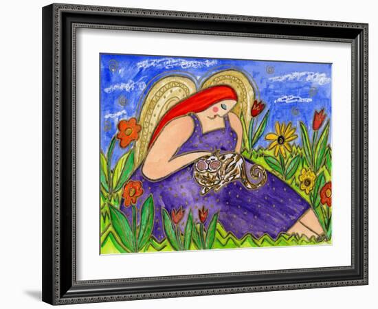 Big Diva Angel Comforting Kitty Cat-Wyanne-Framed Giclee Print