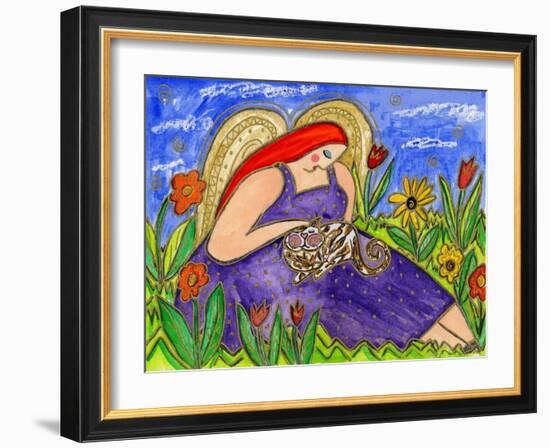 Big Diva Angel Comforting Kitty Cat-Wyanne-Framed Giclee Print