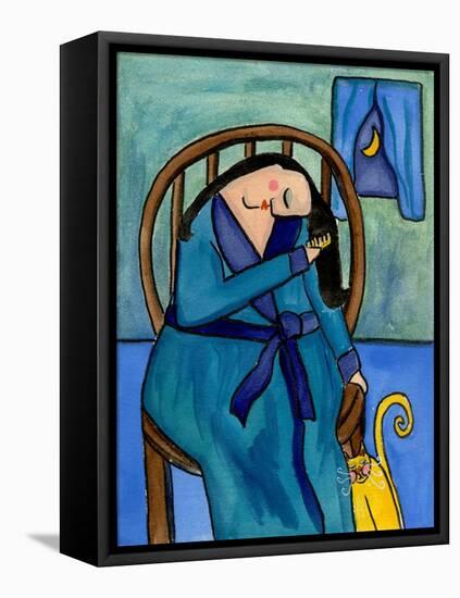 Big Diva Combing Her Hair at Midnight-Wyanne-Framed Premier Image Canvas