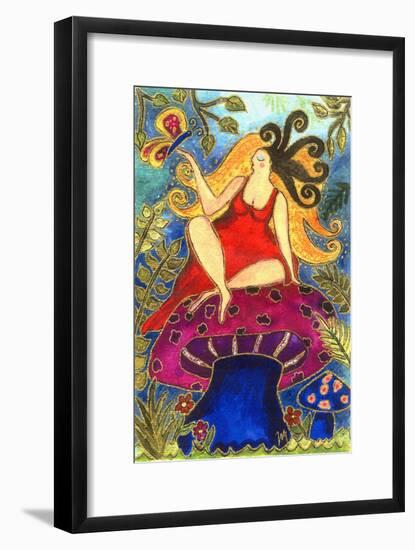 Big Diva Fairy on Mushroom-Wyanne-Framed Giclee Print