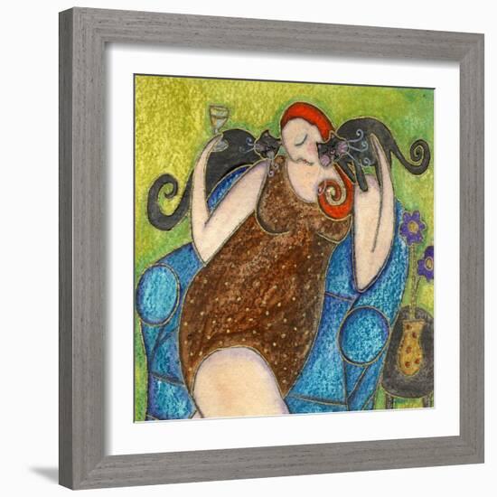 Big Diva Kitty Hugs-Wyanne-Framed Giclee Print