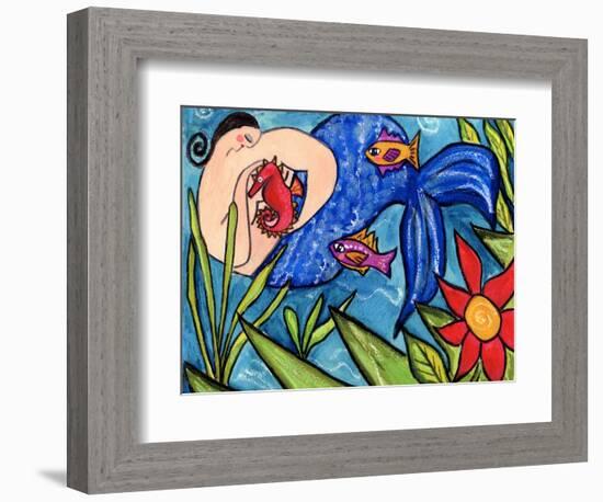 Big Diva Mermaid and Seahorse-Wyanne-Framed Giclee Print