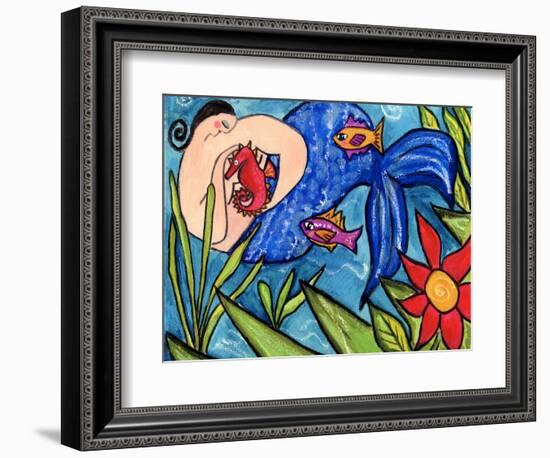 Big Diva Mermaid and Seahorse-Wyanne-Framed Giclee Print