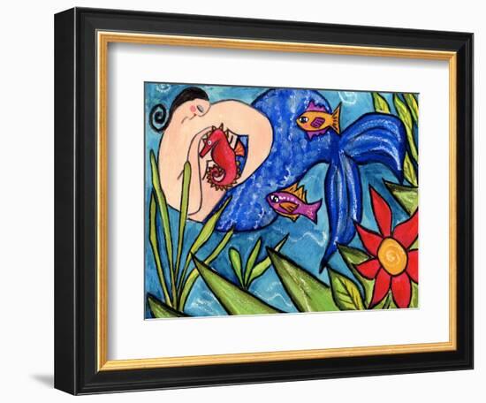 Big Diva Mermaid and Seahorse-Wyanne-Framed Giclee Print