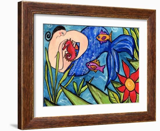 Big Diva Mermaid and Seahorse-Wyanne-Framed Giclee Print