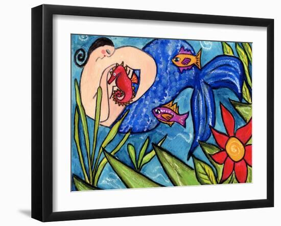 Big Diva Mermaid and Seahorse-Wyanne-Framed Giclee Print