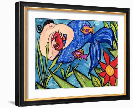 Big Diva Mermaid and Seahorse-Wyanne-Framed Giclee Print