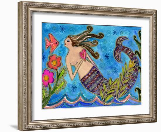 Big Diva Mermaid with Heart-Wyanne-Framed Giclee Print