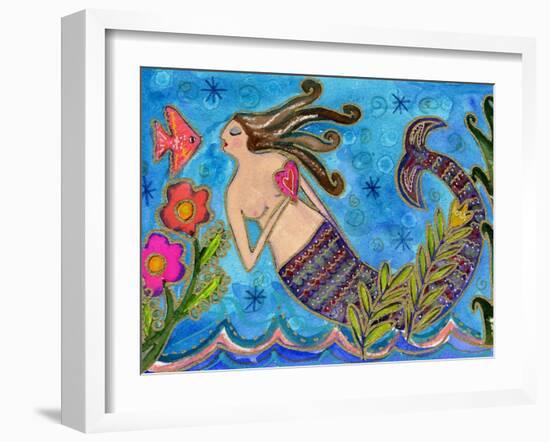 Big Diva Mermaid with Heart-Wyanne-Framed Giclee Print