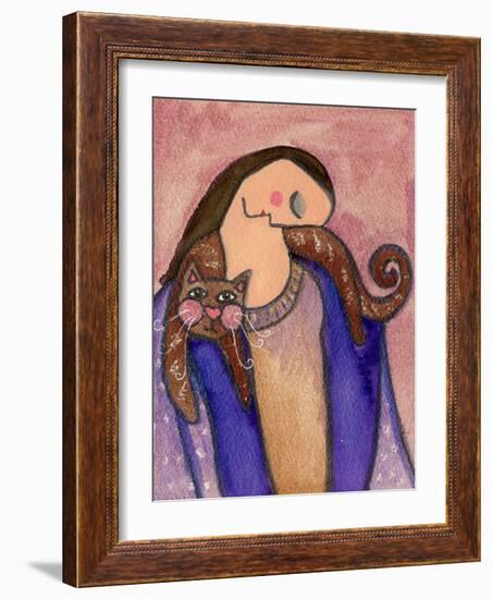 Big Diva with Cat on Shoulders-Wyanne-Framed Giclee Print