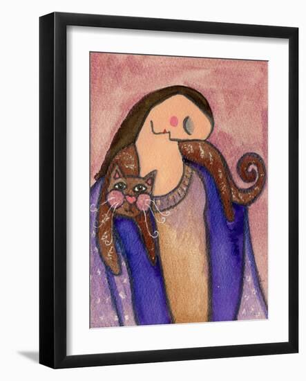 Big Diva with Cat on Shoulders-Wyanne-Framed Giclee Print