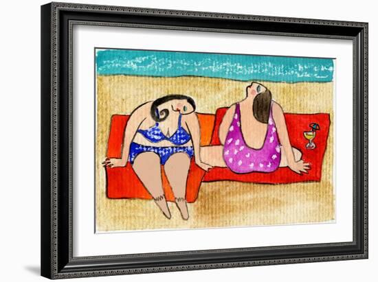 Big Divas Lounging on the Beach-Wyanne-Framed Giclee Print