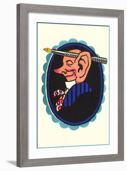 Big-Eared Man with Fountain Pen-null-Framed Art Print