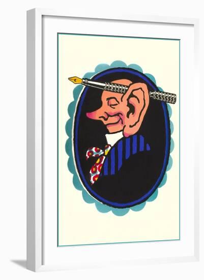 Big-Eared Man with Fountain Pen-null-Framed Art Print