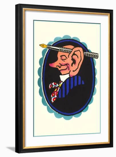 Big-Eared Man with Fountain Pen-null-Framed Art Print