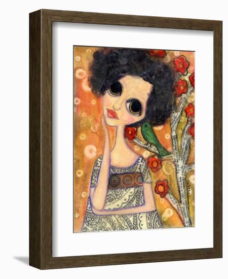 Big Eyed Girl a Birdy Told Me-Wyanne-Framed Giclee Print