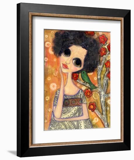 Big Eyed Girl a Birdy Told Me-Wyanne-Framed Giclee Print