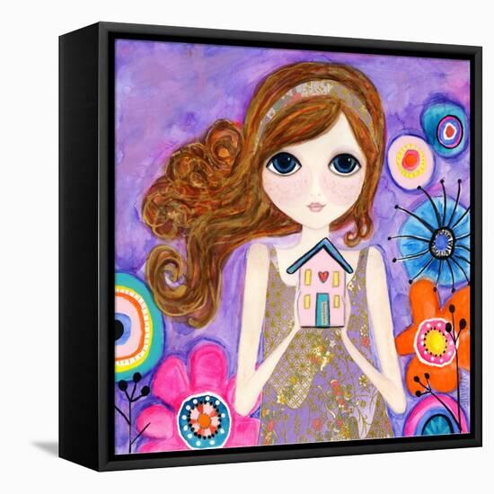 Big Eyed Girl Home Is Where Your Heart Is-Wyanne-Framed Premier Image Canvas