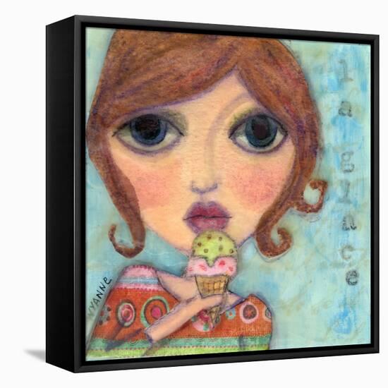 Big Eyed Girl Ice Cream Cone-Wyanne-Framed Premier Image Canvas