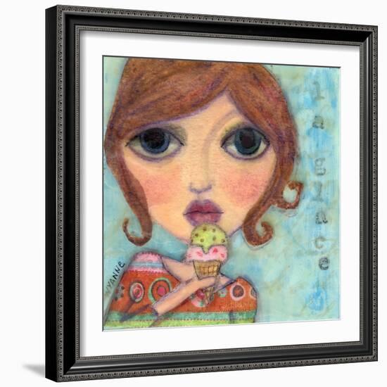 Big Eyed Girl Ice Cream Cone-Wyanne-Framed Giclee Print