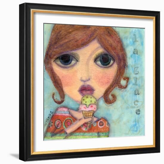 Big Eyed Girl Ice Cream Cone-Wyanne-Framed Giclee Print