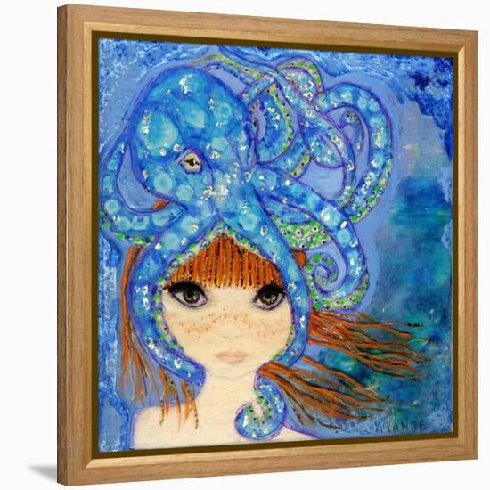 Big Eyed Girl Ocean Blue-Wyanne-Framed Premier Image Canvas