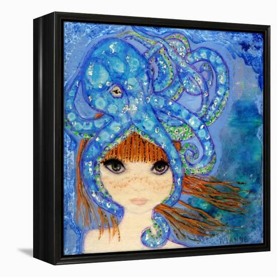 Big Eyed Girl Ocean Blue-Wyanne-Framed Premier Image Canvas