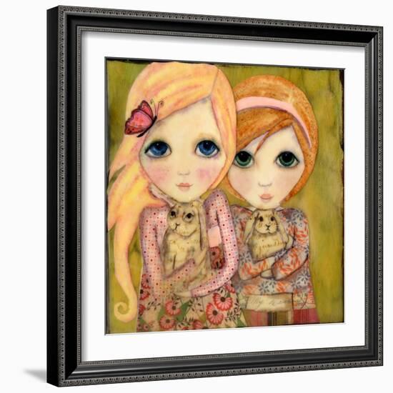 Big Eyed Girl Snuggle Bunnies-Wyanne-Framed Giclee Print