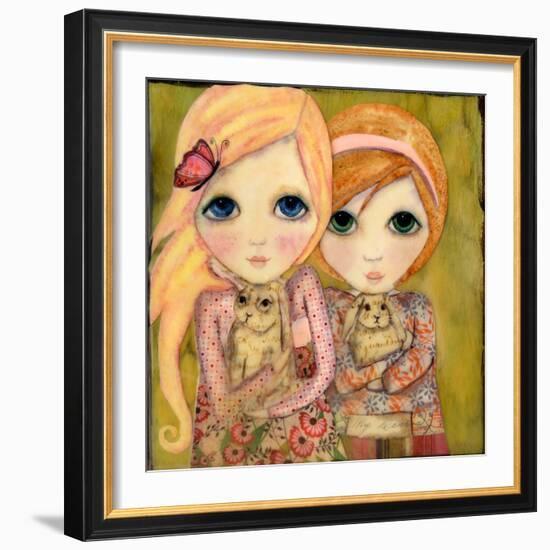 Big Eyed Girl Snuggle Bunnies-Wyanne-Framed Giclee Print