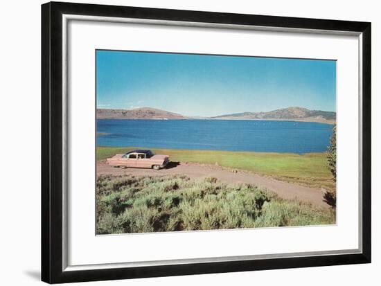 Big Fifties Car by Lake-null-Framed Art Print